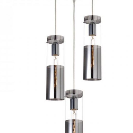 ΚΡΕΜΑΣΤΟ Φ/Σ 3ΧΕ27 ΧΡΩΜΙΟ ΓΥΑΛΙ+ΜΕΤΑΛΛΟ Φ28ΧΗ120CM