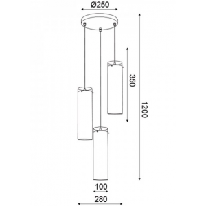 ΚΡΕΜΑΣΤΟ Φ/Σ 3ΧΕ27 ΧΡΩΜΙΟ ΓΥΑΛΙ+ΜΕΤΑΛΛΟ Φ28ΧΗ120CM