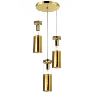 ΚΡΕΜΑΣΤΟ Φ/Σ 3ΧΕ27 ΟΡΕΙΧΑΛΚΟ ΓΥΑΛΙ+ΜΕΤΑΛΛΟ Φ28ΧΗ120CM