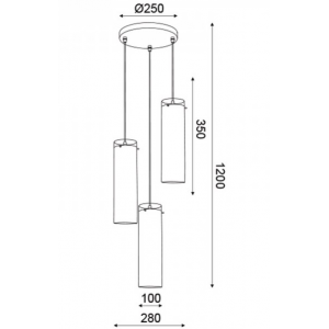 ΚΡΕΜΑΣΤΟ Φ/Σ 3ΧΕ27 ΟΡΕΙΧΑΛΚΟ ΓΥΑΛΙ+ΜΕΤΑΛΛΟ Φ28ΧΗ120CM