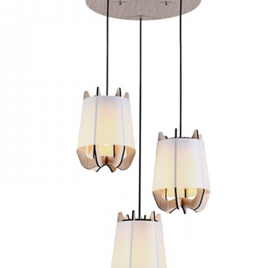 ΚΡΕΜΑΣΤΟ Φ/Σ 3ΧE27 ΛΕΥΚΟ ΠΛΑΣΤΙΚΟ+ΑΠΟΧΡΩΣΗ ΑΝΟΙΧΤΟΥ ΞΥΛΟΥ MDF Φ35XH80CM