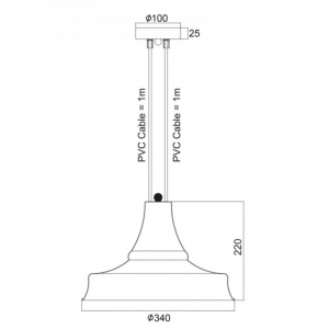 ΚΑΜΠΑΝΑ ΜΕΤΑΛΛΙΚΗ ΜΑΥΡΗ 1ΧE27 2ΚΑΛΩΔΙΩΝ Φ34CM
