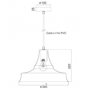 ΚΑΜΠΑΝΑ ΜΕΤΑΛΛΙΚΗ ΜΑΥΡΗ Φ34CM 1ΧE27