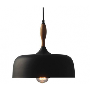 ΚΑΜΠΑΝΑ ΜΕΤΑΛΛΙΚΗ ΜΑΥΡΗ ΜΕ ΞΥΛΟ 1 Χ Ε27 Φ32CM