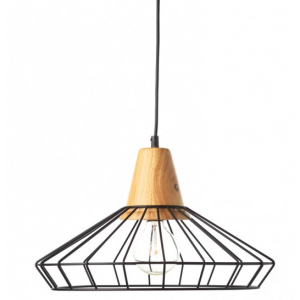 ΦΩΤΙΣΤΙΚΟ ΜΕΤΑΛΛΙΚΗ ΚΑΜΠΑΝΑ 1ΧΕ27 ΜΑΥΡΗ ΜΕ ΞΥΛΟ Φ40χΗ24cm