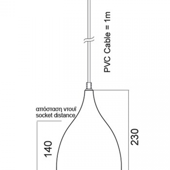 ΚΡΕΜΑΣΤΟ Φ/Σ 1ΧΕ27 ΜΕΤΑΛΛΙΚΟ ΜΑΡΜΑΡΟ ΑΠΟΧΡΩΣΗ Φ17Χ23CM
