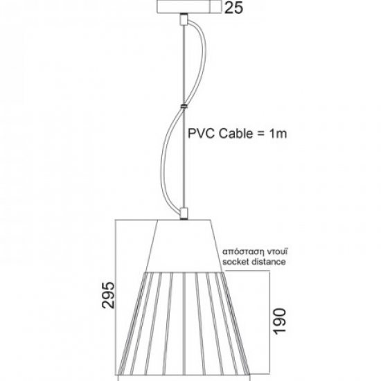 ΜΕΤΑΛΛΙΚΗ ΚΑΜΠΑΝΑ 1ΧΕ27 ΜΑΥΡΗ ΜΕ ΚΟΚΚΙΝΟ ΤΣΙΜΕΝΤΟ Φ25χΗ30cm