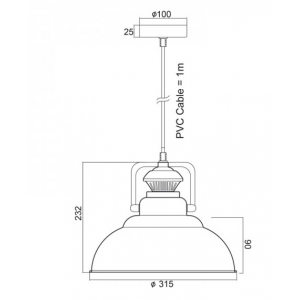 ΜΕΤΑΛΛΙΚΗ ΚΑΜΠΑΝΑ 1ΧΕ27 ΣΚΟΥΡΙΑ Φ31χΗ23cm
