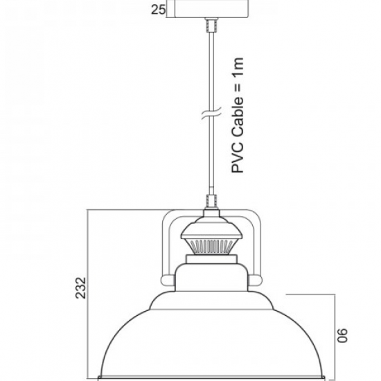 ΜΕΤΑΛΛΙΚΗ ΚΑΜΠΑΝΑ 1ΧΕ27 ΣΚΟΥΡΙΑ Φ31χΗ23cm