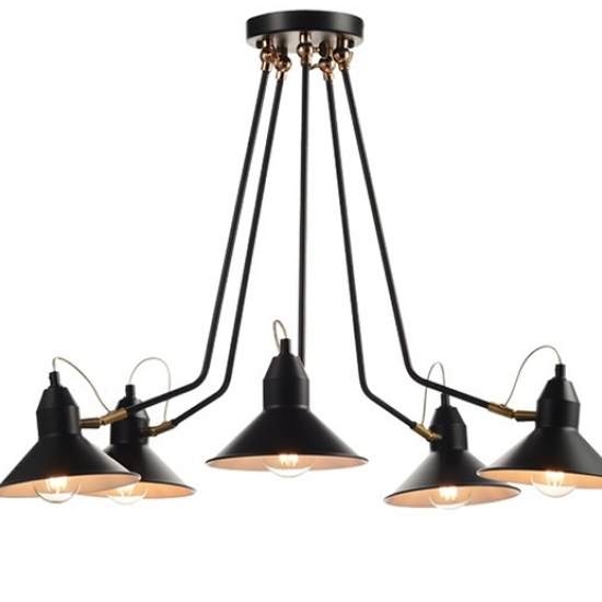 SANTO ΚΡΕΜΑΣΤΟ ΦΩΤΙΣΤΙΚΟ 5ΦΩΤΟ ΜΕΤΑΛΛΟ ΜΑΥΡΟ Φ69xΗ60CM