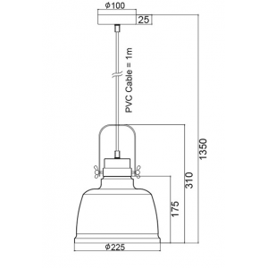 ΚΡΕΜΑΣΤΟ Φ/Σ 1XE27 ΜΕΤΑΛΛΙΚΟ ΜΑΥΡΟ+ΑΠΟΧΡΩΣΗ ΞΥΛΟΥ Φ22ΧΗ135CM