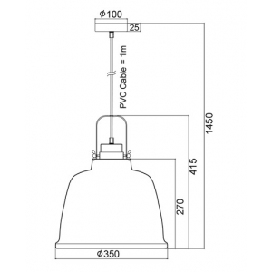ΚΡΕΜΑΣΤΟ Φ/Σ 1XE27 ΜΕΤΑΛΛΙΚΟ ΜΑΥΡΟ+ΑΠΟΧΡΩΣΗ  ΞΥΛΟΥ Φ35ΧΗ145CM