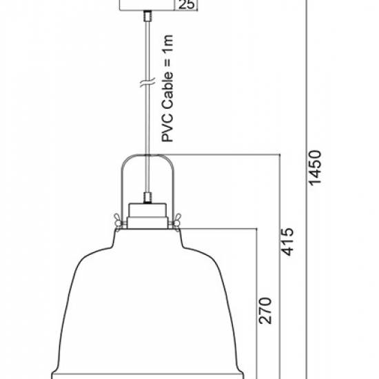 ΚΡΕΜΑΣΤΟ Φ/Σ 1XE27 ΜΕΤΑΛΛΙΚΟ ΜΑΥΡΟ+ΑΠΟΧΡΩΣΗ  ΞΥΛΟΥ Φ35ΧΗ145CM