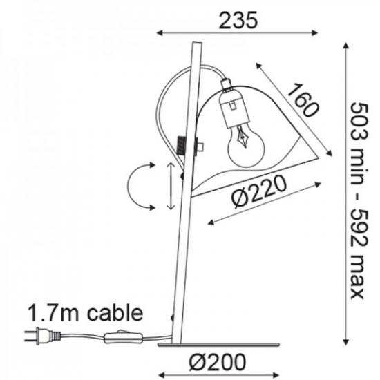 ΕΠΙΤΡΑΠΕΖΙΟ Φ/Σ 1ΧΕ27 ΜΕΤΑΛΛΙΚΟ ΛΕΥΚΟ+ΞΥΛΟ 27,5X22ΧΗ59CM