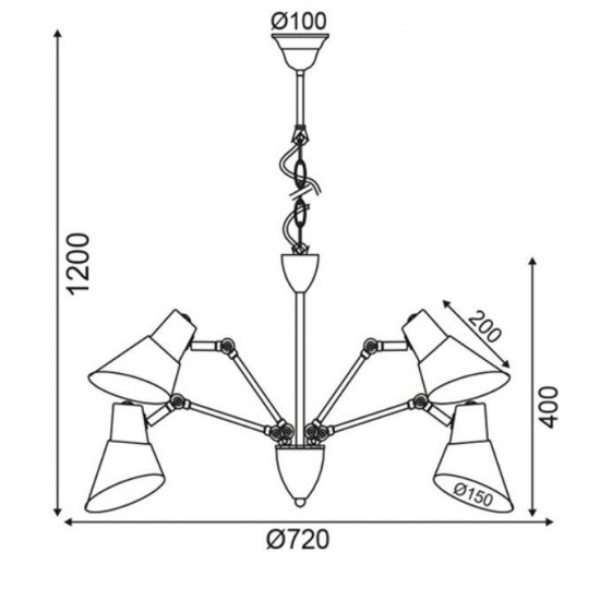 ΚΡΕΜΑΣΤΟ Φ/Σ 5ΧΕ27 ΜΕΤΑΛΛΙΚΟ ΜΑΥΡΟ/ΧΡΩΜΙΟ Φ72ΧΗ120CM ΚΡΕΜΑΣΤΟ Φ/Σ 5ΧΕ27 ΜΕΤΑΛΛΙΚΟ ΜΑΥΡΟ/ΧΡΩΜΙΟ Φ72ΧΗ120CM
