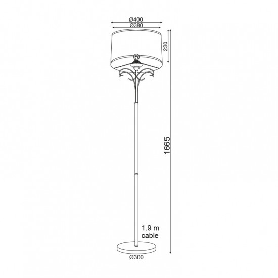 Φ/Σ ΔΑΠΕΔΟΥ 1ΧΕ27 ΜΕΤΑΛΛΙΚΟ ΚΑΦΕ+ΜΠΕΖ ΑΜΠΑΖΟΥΡ Φ40ΧΗ166CM