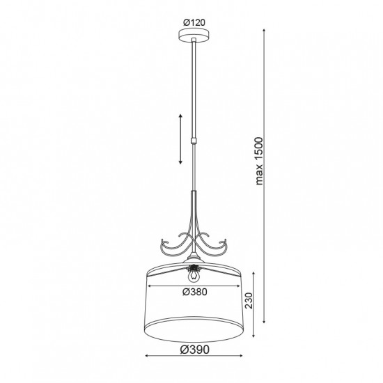 ΚΡΕΜΑΣΤΟ Φ/Σ 1ΧΕ27 ΜΕΤΑΛΛΙΚΟ ΚΑΦΕ+ΜΠΕΖ ΑΜΠΑΖΟΥΡ Φ40XH150CM