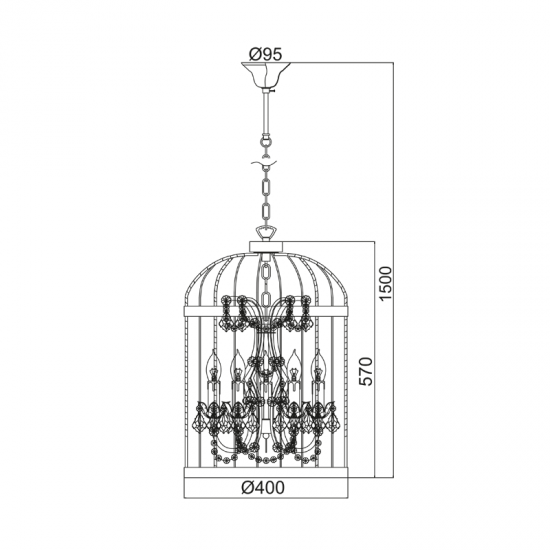 CAGE ΚΡΕΜΑΣΤΟ 5ΦΩΤΟ ΦΩΤΙΣΤΙΚΟ ΜΕΤΑΛΛΟ ΜΑΥΡΟ Φ40xH150CM