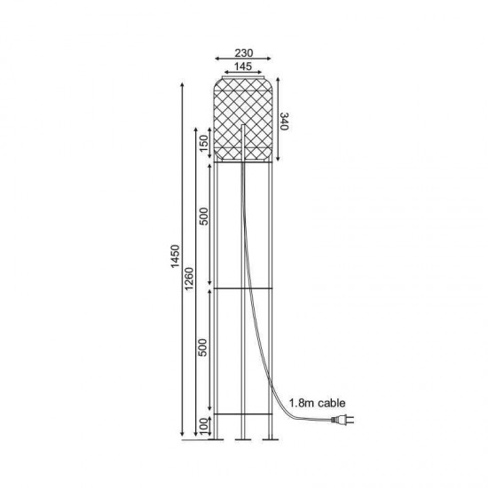 ΕΠΙΔΑΠΕΔΙΟ Φ/Σ 1ΧΕ27 ΜΠΑΜΠΟΥ D23XH145CM