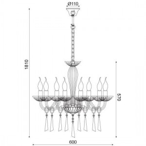 ΚΡΕΜ Φ/Σ 8ΧΕ14 ΔΙΑΦΑΝΟ ΚΡΥΣΤΑΛΛΟ+ΧΡΩΜΙΟ ΜΕΤΑΛΛΟ Φ60ΧΗ181CM