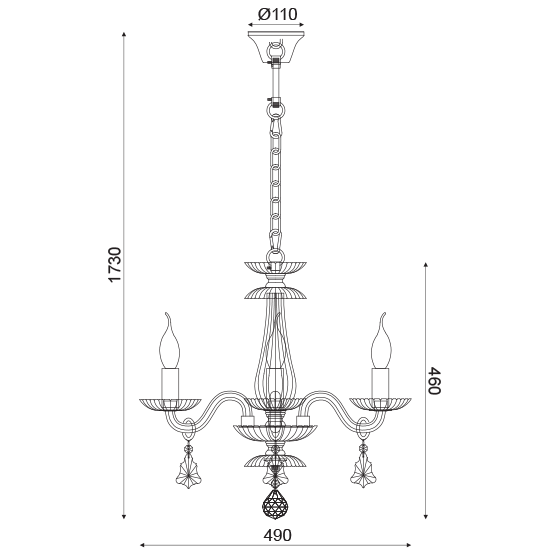 ΚΡΕΜΑΣΤΟ Φ/Σ 3ΧΕ14 ΔΙΑΦΑΝΟ ΚΡΥΣΤΑΛΛΟ+ΧΡΩΜΙΟ ΜΕΤΑΛΛΟ Φ49ΧΗ173CM