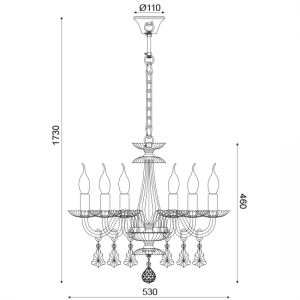 ΚΡΕΜΑΣΤΟ Φ/Σ 6ΧΕ14 ΔΙΑΦΑΝΟ ΚΡΥΣΤΑΛΛΟ+ΧΡΩΜΙΟ ΜΕΤΑΛΛΟ Φ53ΧH173CM