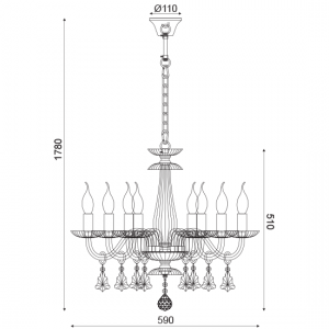 ΚΡΕΜΑΣΤΟ Φ/Σ 8ΧΕ14 ΔΙΑΦΑΝΟ ΚΡΥΣΤΑΛΛΟ+ΧΡΩΜΙΟ ΜΕΤΑΛΛΟ Φ59ΧΗ178CM 