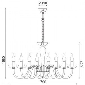ΚΡΕΜΑΣΤΟ Φ/Σ 8ΧΕ14 COGNAC ΚΡΥΣΤΑΛΛΟ+ΧΡΩΜΙΟ ΜΕΤΑΛΛΟ Φ79ΧΗ168C