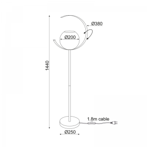 CINDI ΕΠΙΔΑΠΕΔΙΟ ΦΩΤΙΣΤΙΚΟ ΜΕΤΑΛΛΟ ΧΡΥΣΟ Φ35xH150CM 