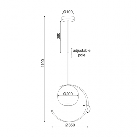 CINDI ΚΡΕΜΑΣΤΟ ΜΟΝΟΦΩΤΟ ΦΩΤΙΣΤΙΚΟ ΜΕΤΑΛΛΟ ΧΡΥΣΟ Φ35xΗ100CM