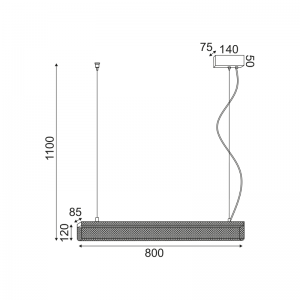 FORS ΚΡΕΜΑΣΤΟ ΦΩΤΙΣΤΙΚΟ LED ΡΑΓΑ ΜΕΤΑΛΛΟ ΜΑΥΡΟ 8,5x80xΗ110CM