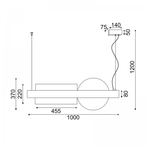 SHAPE ΚΡΕΜΑΣΤΟ ΦΩΤΙΣΤΙΚΟ ΡΑΓΑ ΜΕΤΑΛΛΟ ΜΑΥΡΟ 7,5x100xH120CM 