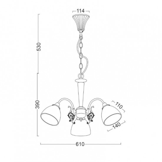 ΚΡΕΜΑΣΤΟ Φ/Σ 3XE14 ΠΑΤΙΝΑ – ΛΕΥΚΟ ΓΥΑΛΙ Φ61cm