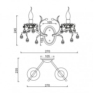 ΕΠΙΤΟΙΧΟ 2ΧΕ14 ΜΕΤΑΛΛΟ ΠΑΤΙΝΑ ΛΕΥKO ΧΡΥΣO+ΚΡΥΣΤΑΛΛΟ 38Χ24,5Χ19CM SARDINIA