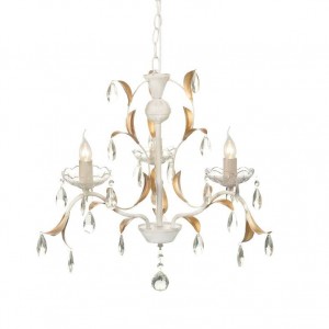 ΚΡΕΜΑΣΤΟ Φ/Σ 3ΧΕ14 ΜΕΤΑΛΛΙΚΟ ΠΑΤΙΝΑ ΛΕΥΚΟ ΧΡΥΣΟ+ΚΡΥΣΤΑΛΛΑ Φ6