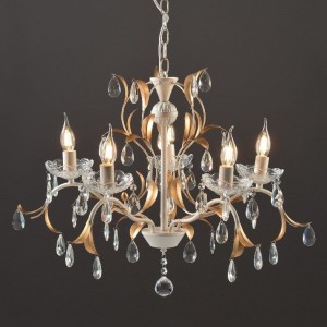 ΚΡΕΜΑΣΤΟ Φ/Σ 5ΧΕ14 ΜΕΤ/ΚΟ ΠΑΤΙΝΑ ΛΕΥΚΟ ΧΡΥΣΟ+ΚΡΥΣΤΑΛΛΑ Φ68xH108CM 