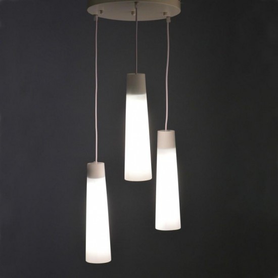 ΚΡΕΜΑΣΤΟ Φ/Σ 3ΧΕ27 ΡΟΖΕΤΑ ΛΕΥΚΟ ΓΥΑΛΙ+ΜΕΤΑΛΛΟ Φ32,5ΧΗ140CM