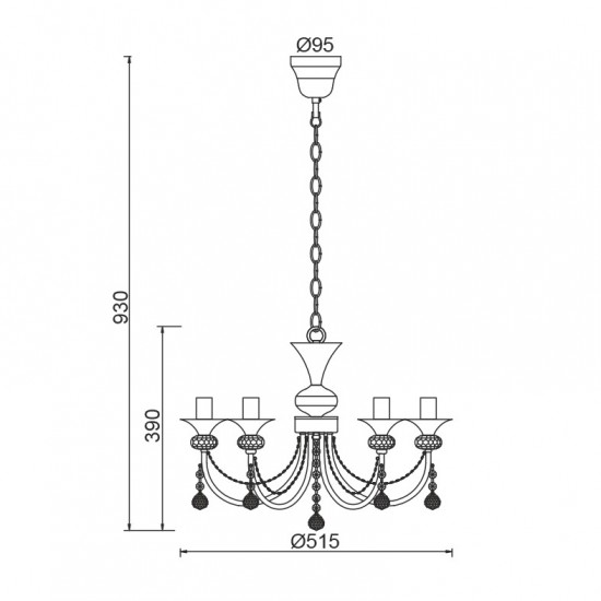 ΚΡΕΜΑΣΤΟ Φ/Σ 5ΧΕ14 ΜΕΤΑΛΛΟ ΠΑΤΙΝΑ ΧΡΥΣΟ+ΚΡΥΣΤΑΛΛΟ Φ51,5ΧΗ93CM