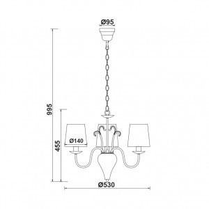 ΚΡΕΜΑΣΤΟ Φ/Σ 3ΧΕ14 ΛΕΥΚΟ ΜΕΤΑΛΛΟ+ΑΜΠΑΖΟΥΡ Φ53ΧΗ99,5CM