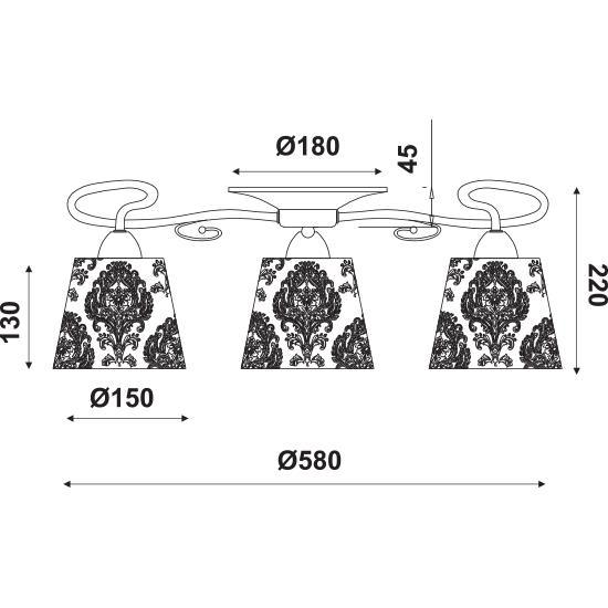 ΟΡΟΦΗΣ Φ/Σ 3ΧΕ14 ΜΕΤΑΛΛΙΚΟ ΜΑΥΡΟ-ΧΡΥΣΟ+ΑΜΠΑΖΟΥΡ Φ58ΧΗ22CM