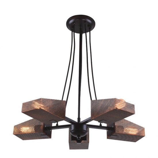 EPSI ΚΡΕΜΑΣΤΟ ΦΩΤΙΣΤΙΚΟ 5ΦΩΤΟ ΜΕΤΑΛΛΟ ΜΑΥΡΟ-ΧΑΛΚΙΝΟ Φ60xΗ77CM