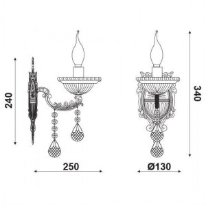ΕΠΙΤΟΙΧΟ Φ/Σ 1ΧΕ14 ΜΕΤΑΛΛΙΚΟ ΧΡΩΜΙΟ+ΚΡΥΣΤΑΛΛΟ 25Χ13Χ34CM ROMANOFF