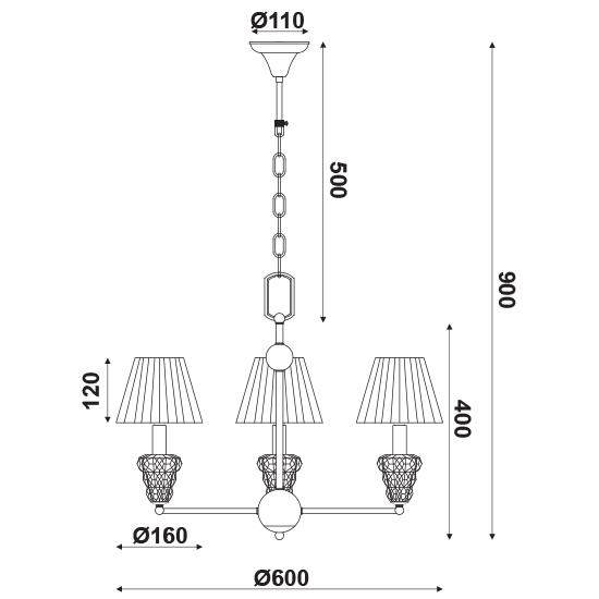 ABA ΚΡΕΜΑΣΤΟ ΦΩΤΙΣΤΙΚΟ 3ΦΩΤΟ ΥΦΑΣΜΑ/ΜΕΤΑΛΛΟ ΛΕΥΚΟ Φ60xΗ90cm