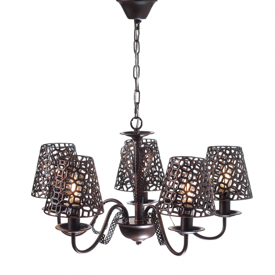 PRIMA ΚΡΕΜΑΣΤΟ ΦΩΤΙΣΤΙΚΟ 5ΦΩΤΟ ΜΕΤΑΛΛΟ ΧΑΛΚΙΝΟ Φ60xΗ85CM