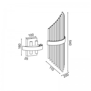 SANTE ΕΠΙΤΟΙΧΙΟ ΦΩΤΙΣΤΙΚΟ 4ΦΩΤΟ ΜΕΤΑΛΛΟ/ΚΡΥΣΤΑΛΛΟ ΧΡΥΣΟ 20x11xH54cm