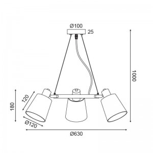 ΚΡΕΜΑΣΤΟ Φ/Σ 3ΧΕ14 ΛΕΥΚΟ ΜΕΤΑΛΛΙΚΟ+ΑΜΠΑΖΟΥΡ D63XH100CM