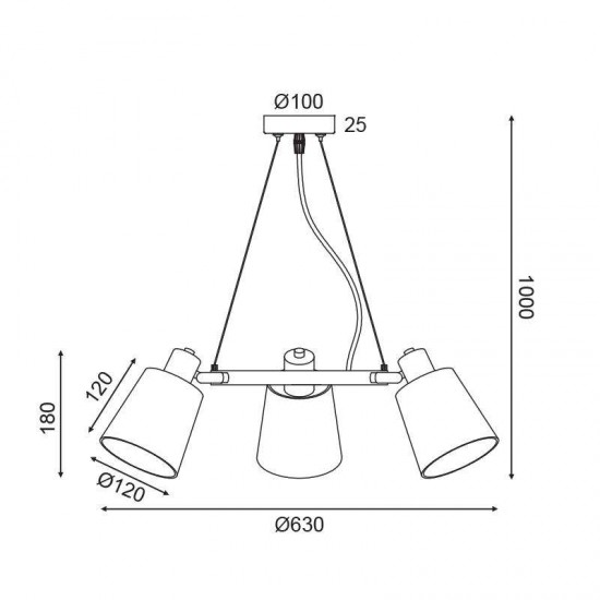 ΚΡΕΜΑΣΤΟ Φ/Σ 3ΧΕ14 ΛΕΥΚΟ ΜΕΤΑΛΛΙΚΟ+ΑΜΠΑΖΟΥΡ D63XH100CM