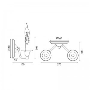 ΕΠΙΤΟΙΧΟ Φ/Σ 2ΧΕ14 ΑΝΤΙΚΕ/ΣΚΟΥΡΙΑ ΜΕΤΑΛΛΙΚΟ 28X14X16CM LYON