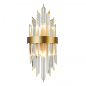 FLORA ΕΠΙΤΟΙΧΙΟ ΦΩΤΙΣΤΙΚΟ 2ΦΩΤΟ ΜΕΤΑΛΛΟ/ΚΡΥΣΤΑΛΛΟ ΧΡΥΣΟ 22x13xH54cm