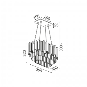 FLORA ΚΡΕΜΑΣΤΟ ΦΩΤΙΣΤΙΚΟ 4ΦΩΤΟ ΜΕΤΑΛΛΟ/ΚΡΥΣΤΑΛΛΟ ΧΡΥΣΟ 50x30xH100cm